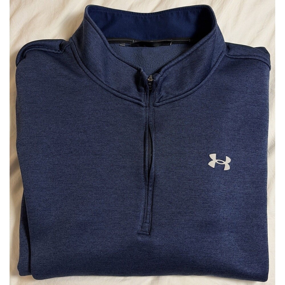 Under Armour Sweatshirt Mens 4XL Blue 1/4 Zip Mock Neck ColdGear Golf Big &Tall
